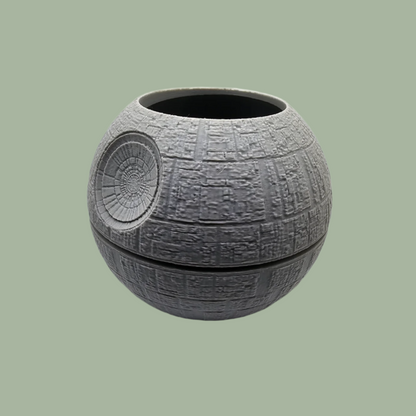 3D printed grey death star style round planter/pot