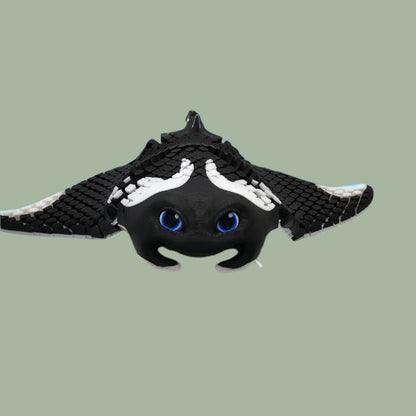 3D printed manta ray with mesh articulated body in white and black