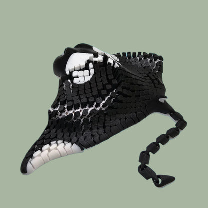 3D printed manta ray with mesh articulated body in white and black