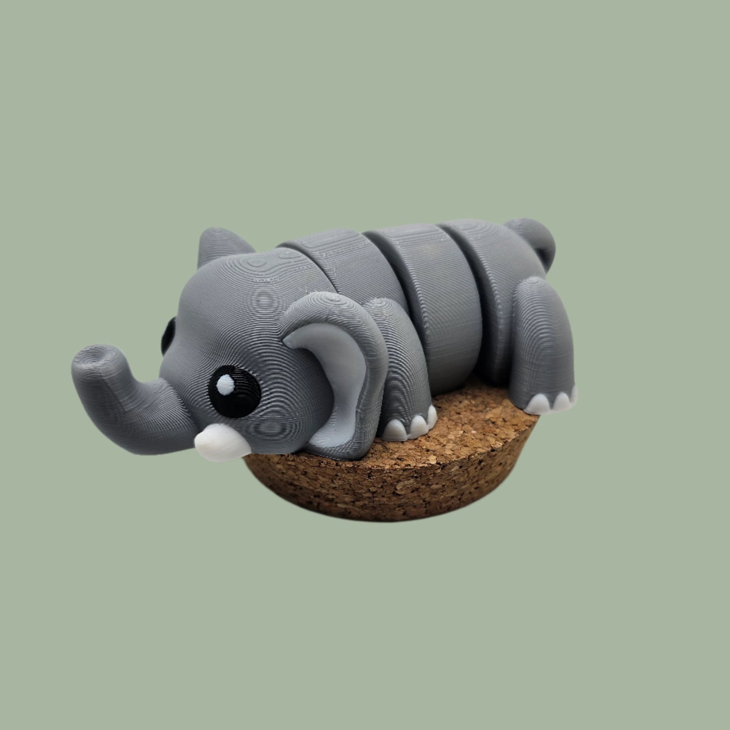 3D printed grey elephant articulated desk buddy