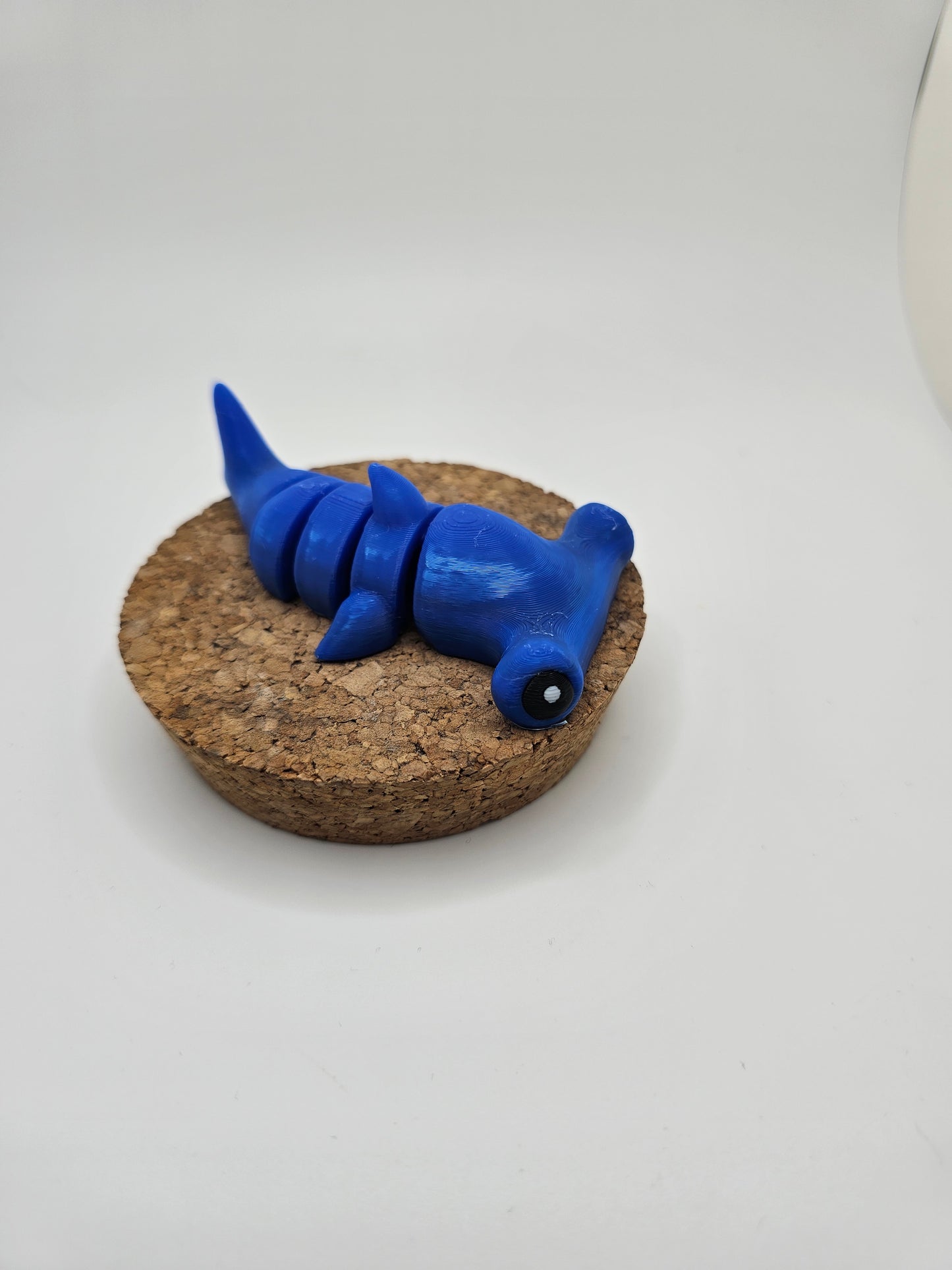 3D printed blue hammerhead shark articulated fridge magnet