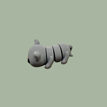 3D printed grey cat articulated fridge magnet