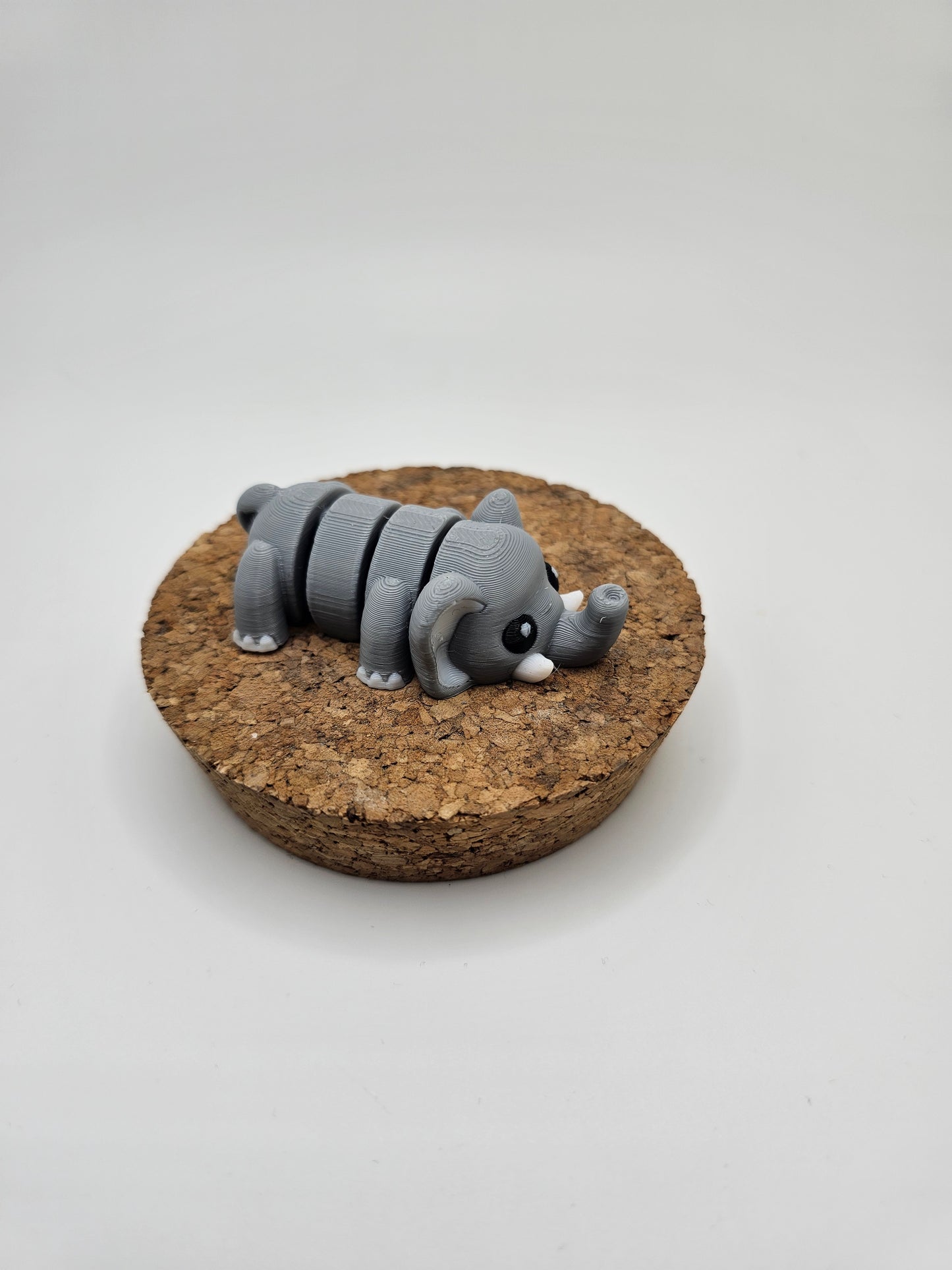 3D printed grey elephant articulated fridge magnet