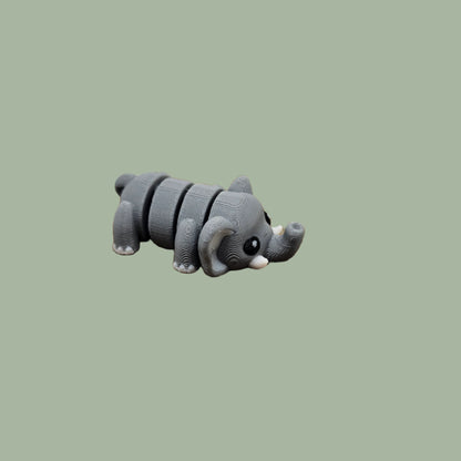 3D printed grey elephant articulated fridge magnet