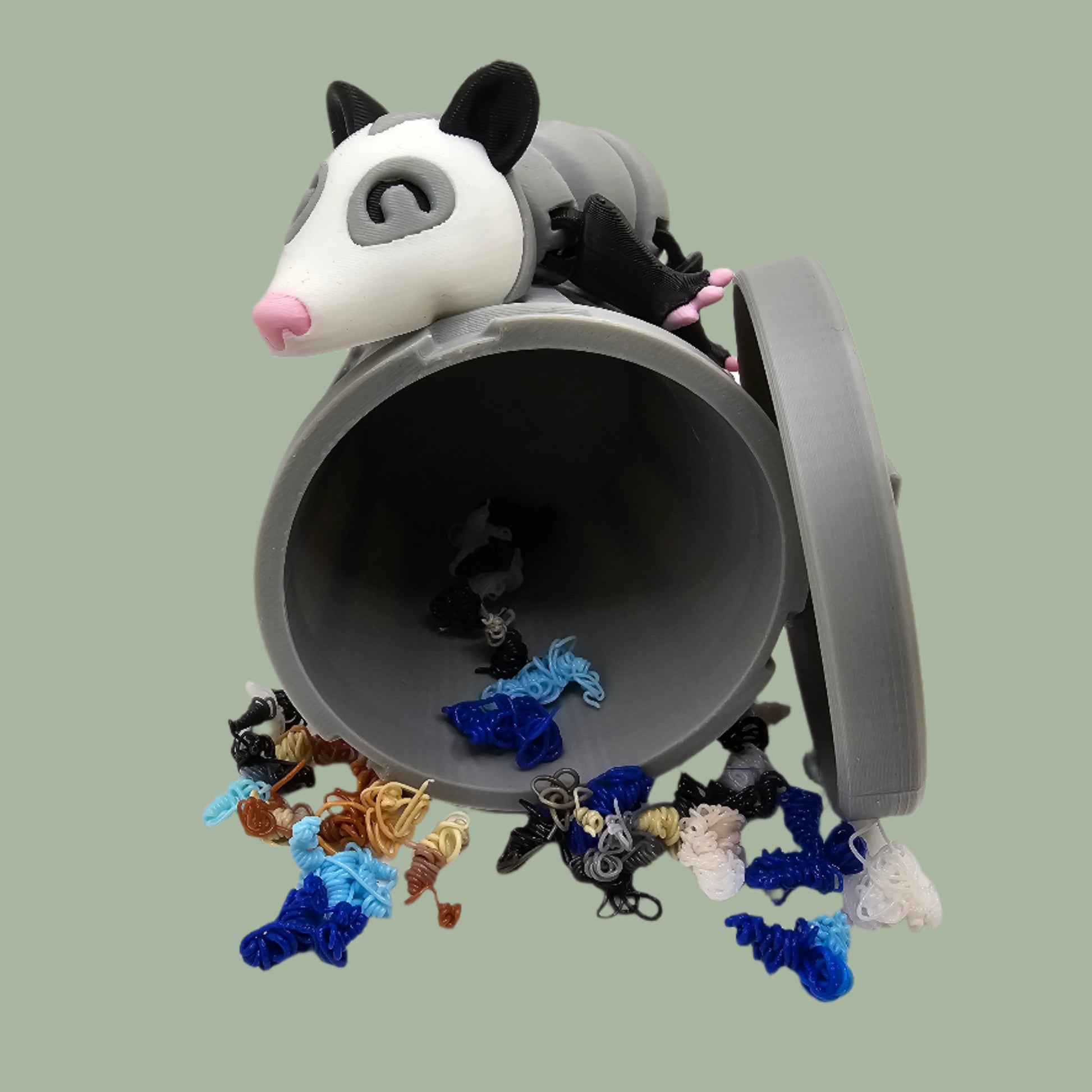 3D printed possum with trash can