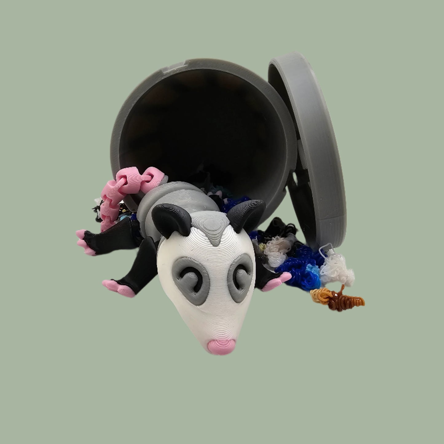 3D printed possum with trash can