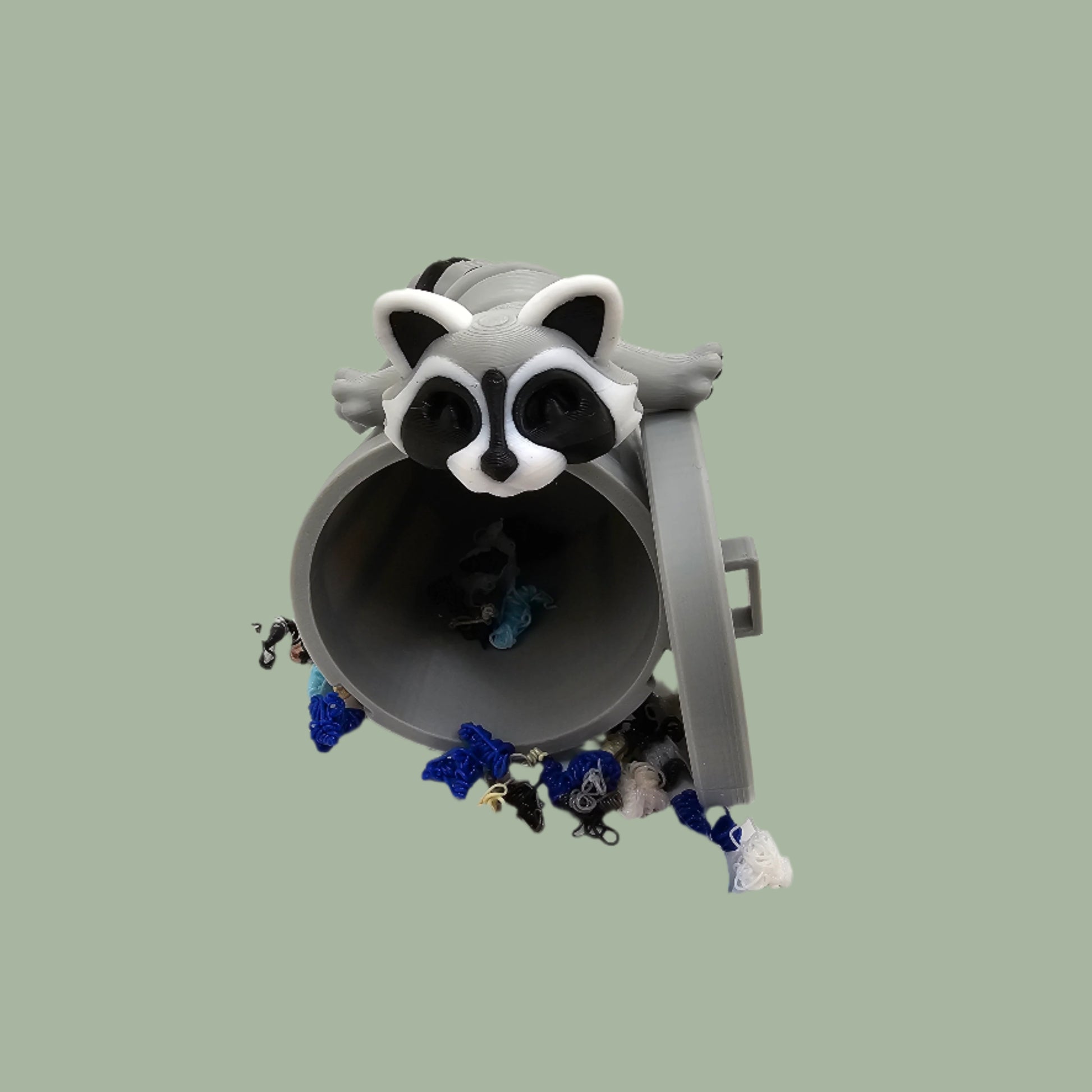 3D printed racoon with trash can