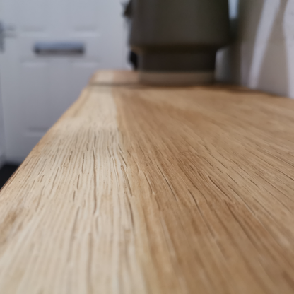 Live edge solid oak console/hallway table with black hairpin legs