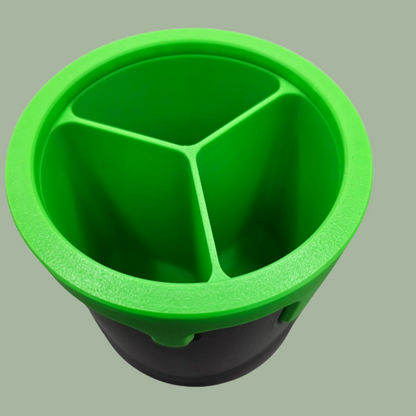 3D printed paint can with handle detail and cartoon style dripping paint in green