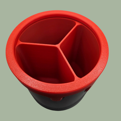 3D printed paint can with handle detail and cartoon style dripping paint in red