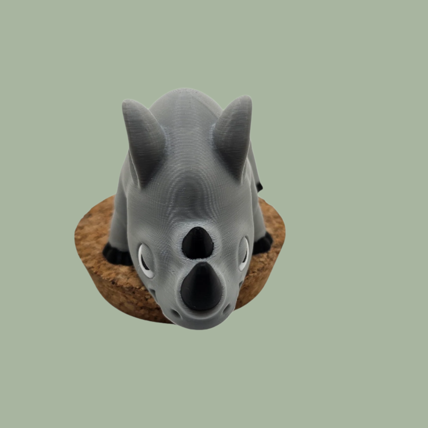 3D printed grey rhino articulated desk buddy