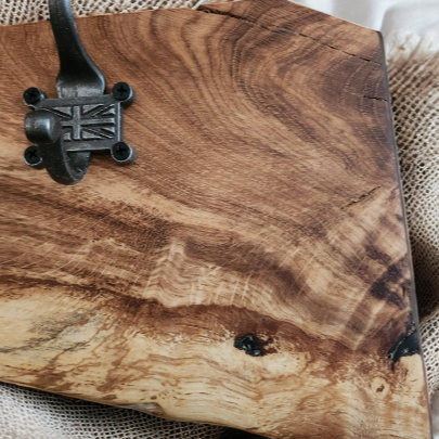 Live edge oak coat hook with Union Jack style hooks