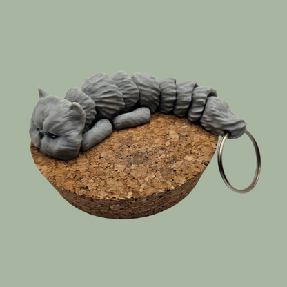 Grey articulated cat keyring