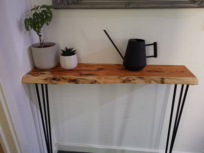 Stunning Live Edge Solid Yew Entryway Table made from beautiful English Yew